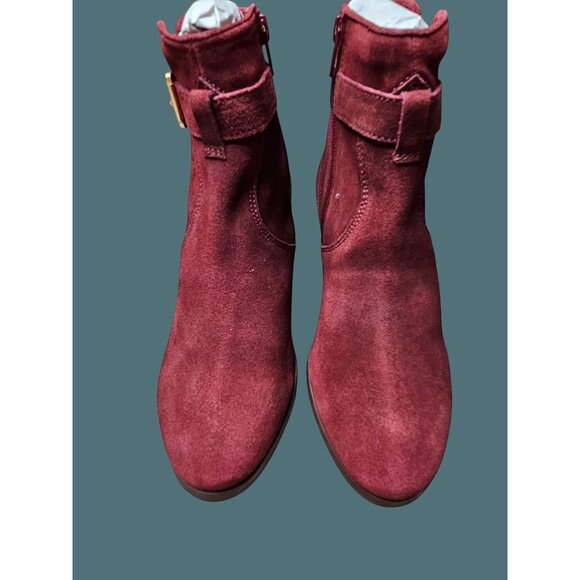 2/$35- Stitch Fix Diba Sleek Suede Bootie Burgundy Size 6.5 Leather Upper - Picture 6 of 11